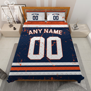 Custom Quilt Sets Edmonton Jersey Personalized Ice hockey Premium Quilt Bedding for Men Women